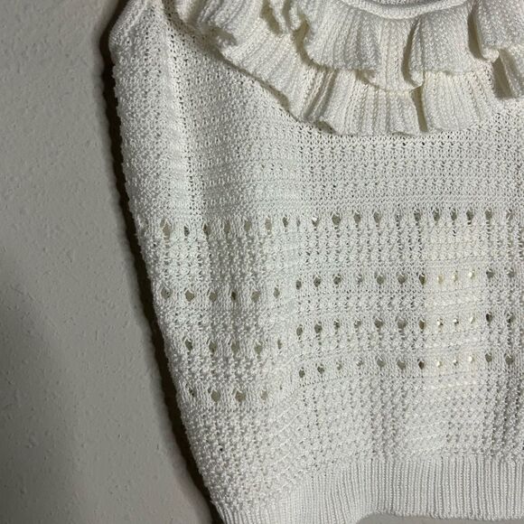 7 For All Mankind Crochet Ruffles Tank Top in Ecru NWT - Picture 9 of 15